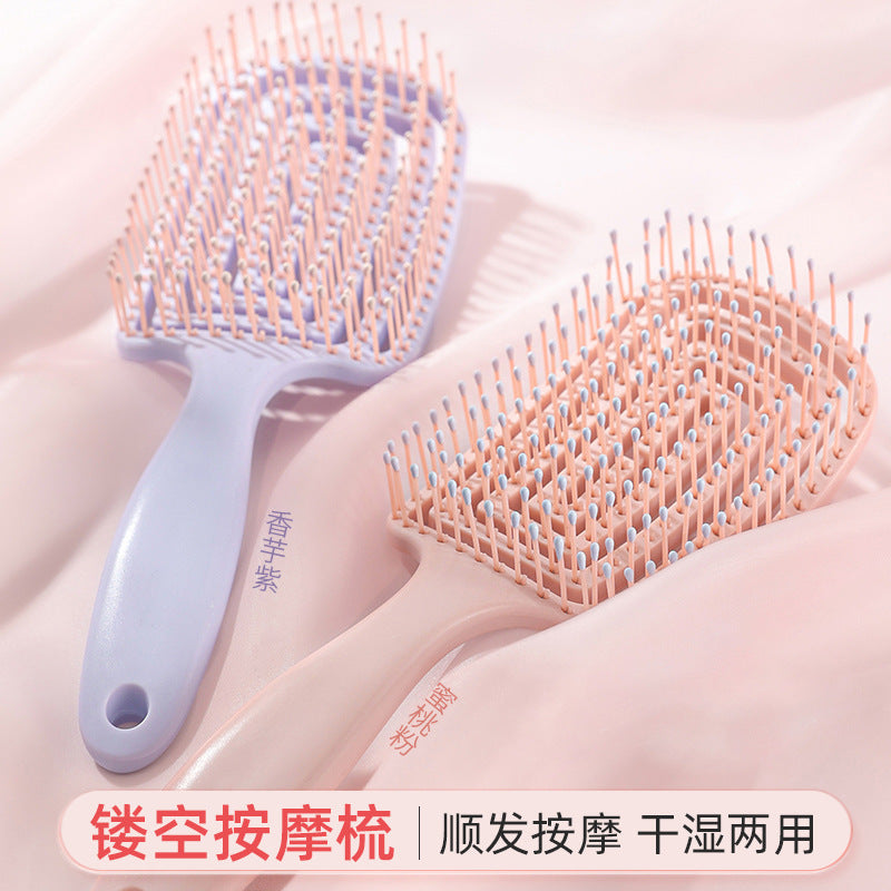 Macaron Big Bend comb skin massage comb men's fluffy comb curly hair styling comb curved nine-row bone comb wholesale - image 2
