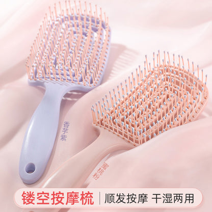 Macaron Big Bend comb skin massage comb men's fluffy comb curly hair styling comb curved nine-row bone comb wholesale - image 2