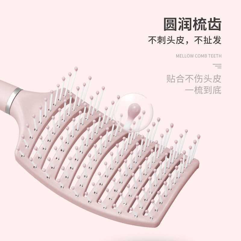 Macaron Big Bend comb skin massage comb men's fluffy comb curly hair styling comb curved nine-row bone comb wholesale - image 3