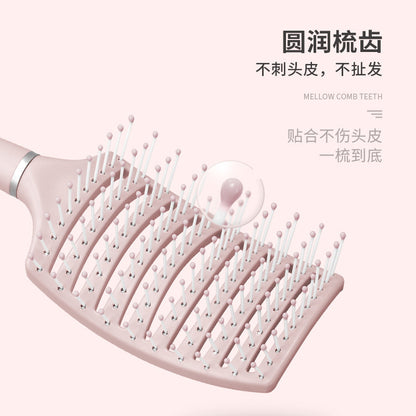 Macaron Big Bend comb skin massage comb men's fluffy comb curly hair styling comb curved nine-row bone comb wholesale - image 3