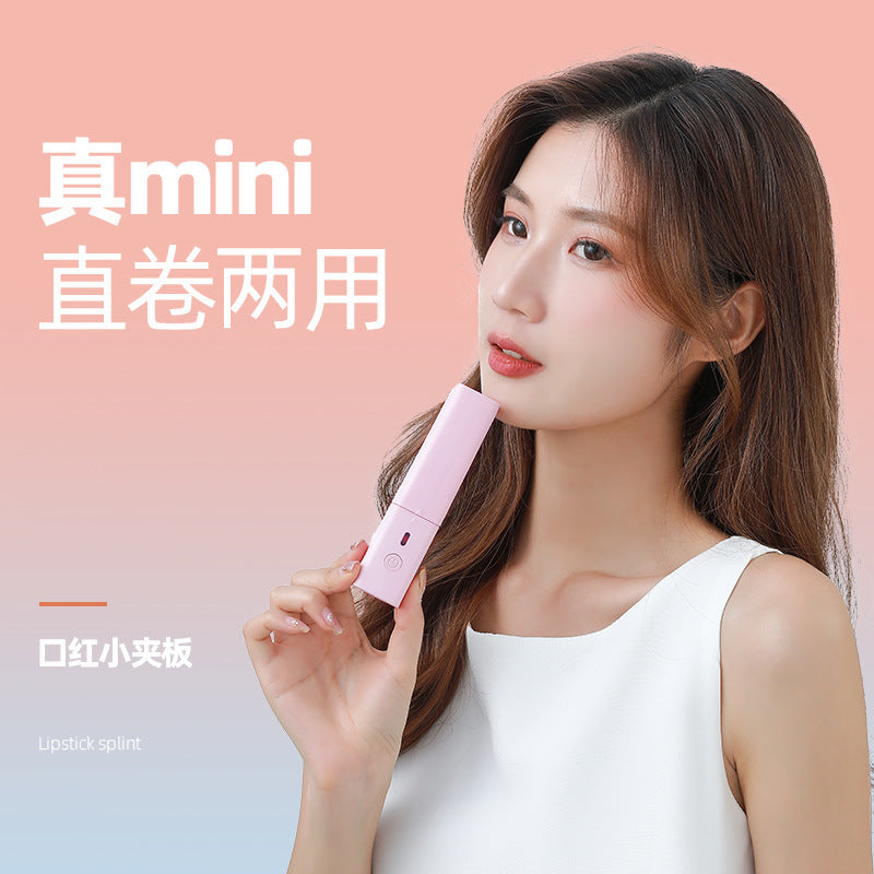 USB Plug-In Mini Hair Straightener Straight and Curling Dual-Use Electric Curling Iron Lipstick Small Splint Portable Bangs Electric Splint - image 2