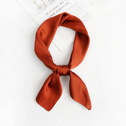 Solid Color Silk Satin Chiffon 70 Square Women's Elegant Simple Hair Band with Shirt Decoration Professional Scarf - image 3