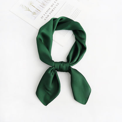 Solid Color Silk Satin Chiffon 70 Square Women's Elegant Simple Hair Band with Shirt Decoration Professional Scarf - image 4