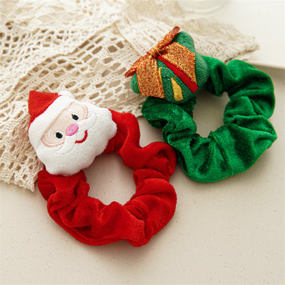 Christmas cartoon head plush large intestine velvet ring spot European and American Santa Elk Plush Hair ring hair accessories - image 2