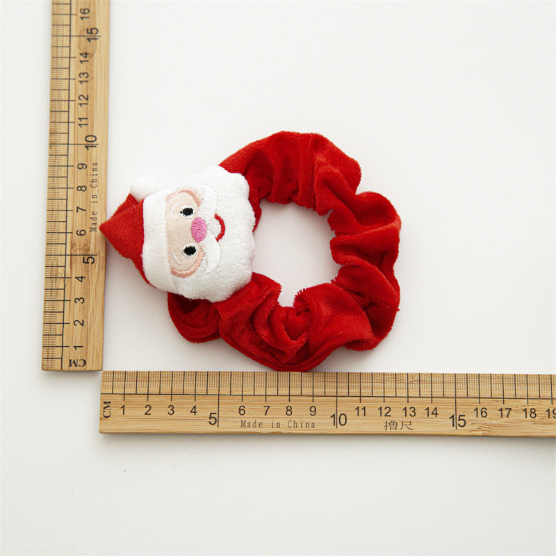 Christmas cartoon head plush large intestine velvet ring spot European and American Santa Elk Plush Hair ring hair accessories - image 4
