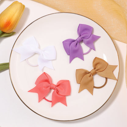 European and American children's hair band bow rubber band solid color thread with dovetail hair band cute baby headdress hair accessories 2820 - image 3