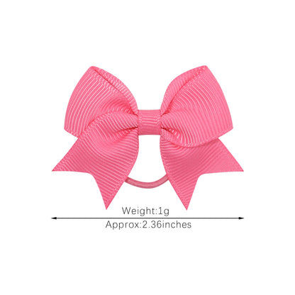 European and American children's hair band bow rubber band solid color thread with dovetail hair band cute baby headdress hair accessories 2820 - image 4