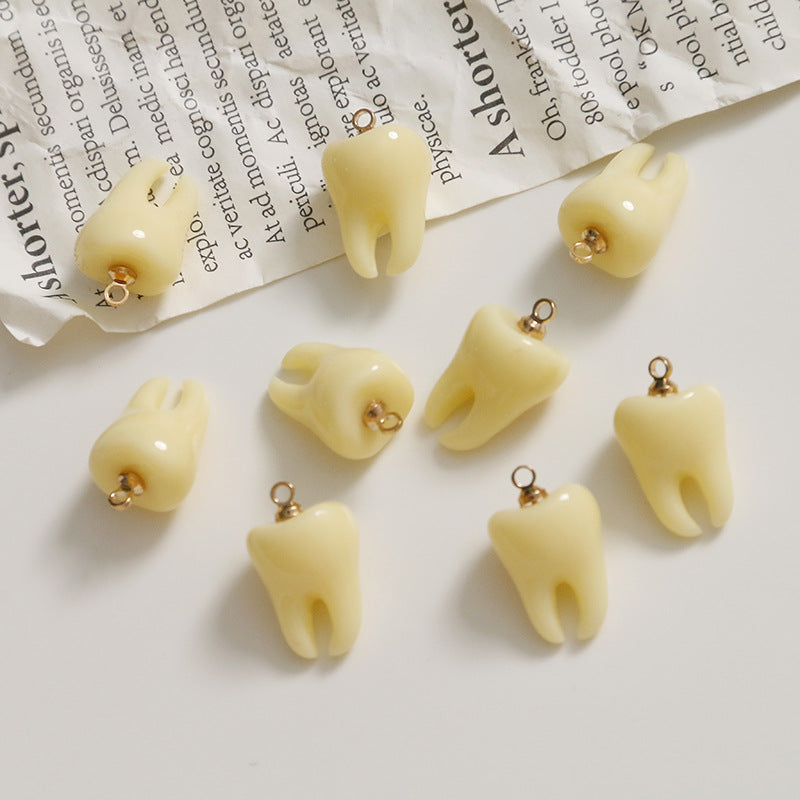 Zhentu Fun Simulation 3D Teeth Baby Teeth Pendant DIY Resin Accessories Earrings Hair Clips Phone Case Materials - image 3
