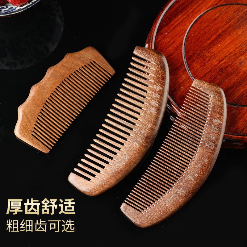 Golden Sandalwood Comb, Household Long-Handled Carved Comb, Fine-Toothed Comb for Men and Women, Long Hair Gift, Sandalwood Comb Wholesale - image 4