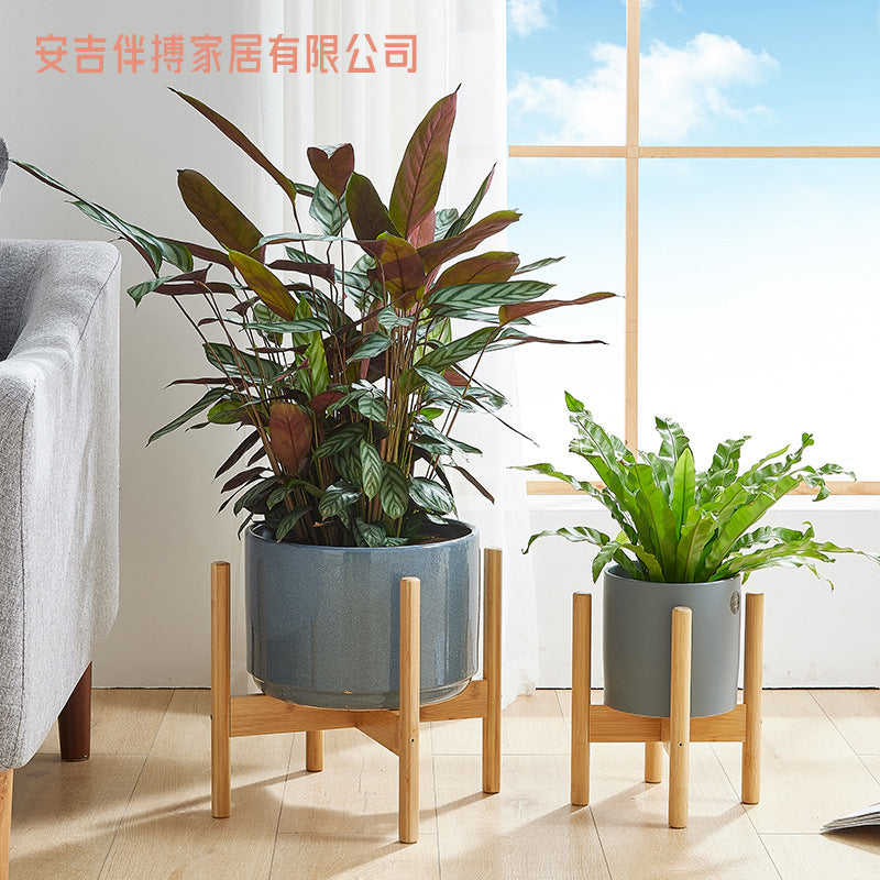 Nordic flower stand cross flower stand floor-to-floor flowerpot stand living room balcony green flower pot stand a generation of hair - image 2