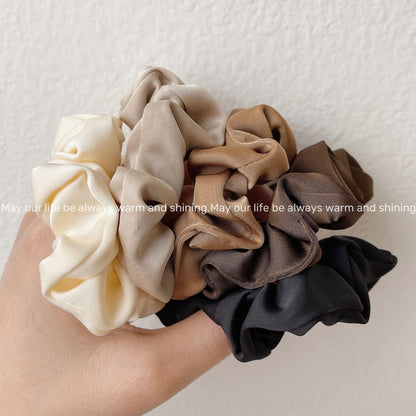 Korean Style Elegant Satin Large Intestinal Hair Ring French High-end Light Luxury Headline Fat Sausage Rubber Tendon Hair Accessories Women's Five-color Set - image 2