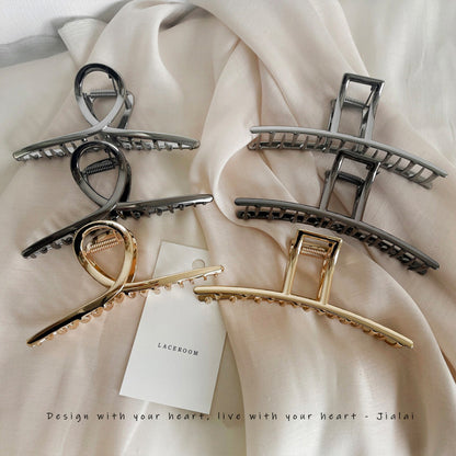 high quality Back of Head Alloy Grab Clip 2022 New Simple Paint Plate Hair Large Shark Clip Hairpin Headwear - image 1