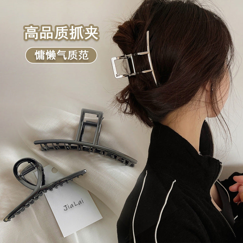 high quality Back of Head Alloy Grab Clip 2022 New Simple Paint Plate Hair Large Shark Clip Hairpin Headwear - image 2