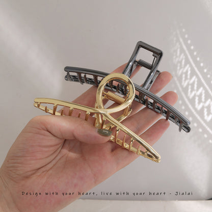 high quality Back of Head Alloy Grab Clip 2022 New Simple Paint Plate Hair Large Shark Clip Hairpin Headwear - image 4