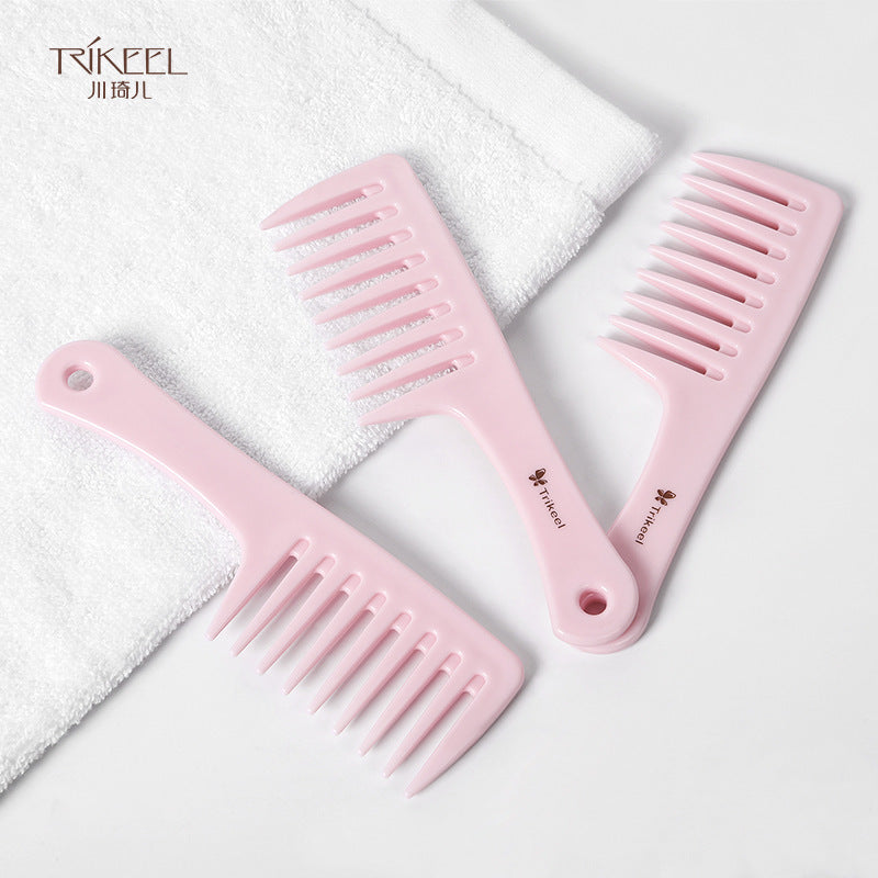 Chuan Qier Hairdressing Comb Wide Teeth Style Comb Curly Hair Comb Thickened Straight Hair Comb Coarse Teeth Comb Travel Comb Pink - image 1