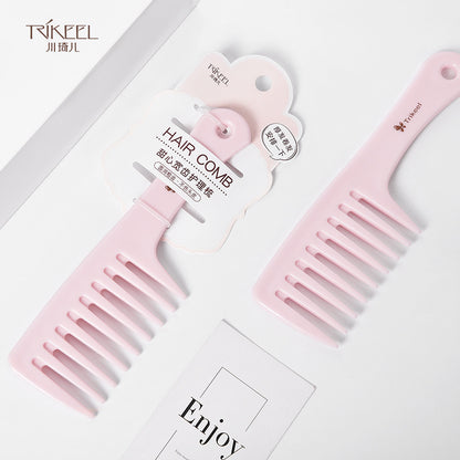 Chuan Qier Hairdressing Comb Wide Teeth Style Comb Curly Hair Comb Thickened Straight Hair Comb Coarse Teeth Comb Travel Comb Pink - image 2