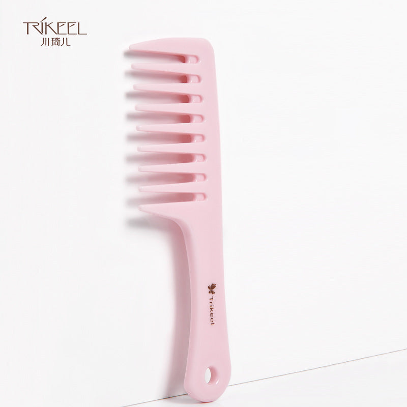 Chuan Qier Hairdressing Comb Wide Teeth Style Comb Curly Hair Comb Thickened Straight Hair Comb Coarse Teeth Comb Travel Comb Pink - image 3