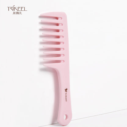 Chuan Qier Hairdressing Comb Wide Teeth Style Comb Curly Hair Comb Thickened Straight Hair Comb Coarse Teeth Comb Travel Comb Pink - image 3