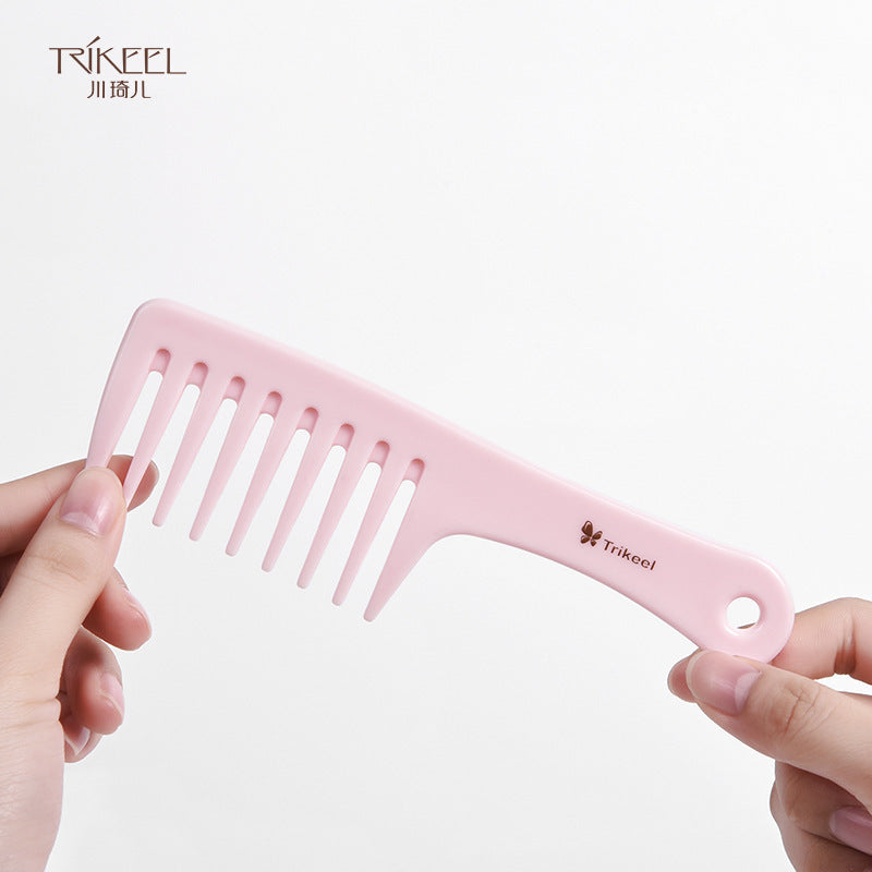 Chuan Qier Hairdressing Comb Wide Teeth Style Comb Curly Hair Comb Thickened Straight Hair Comb Coarse Teeth Comb Travel Comb Pink - image 4