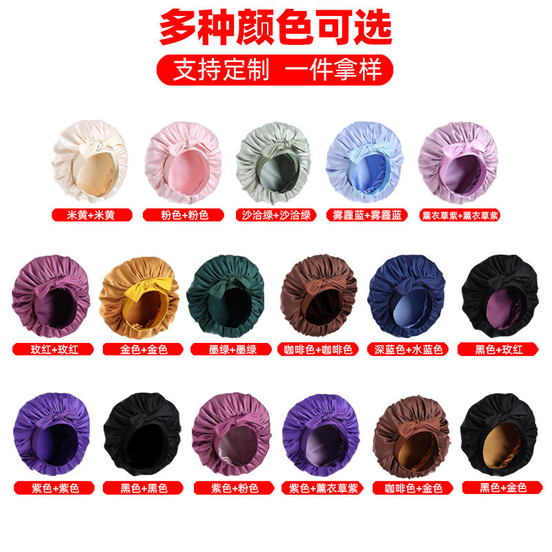 Cross-Border Double-Layer Adjustable Satin Imitation Silk Hair Care Cap, Silk Makeup Cap, Headscarf Cap, Night Cap, Hair Accessory - image 3