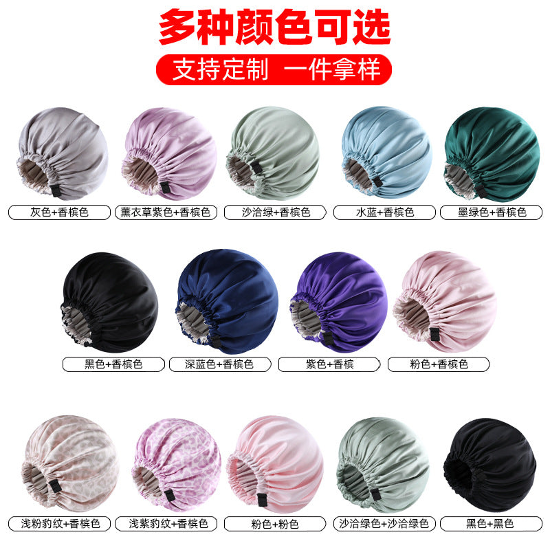 Cross-Border Double-Layer Adjustable Satin Imitation Silk Hair Care Cap, Silk Makeup Cap, Headscarf Cap, Night Cap, Hair Accessory - image 4