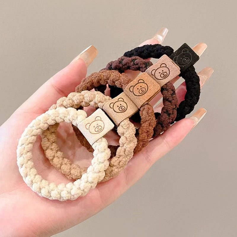 Wholesale price retail autumn and winter new twist braid hair rope hair ring High sense hair accessories high ponytail leather band women - image 2