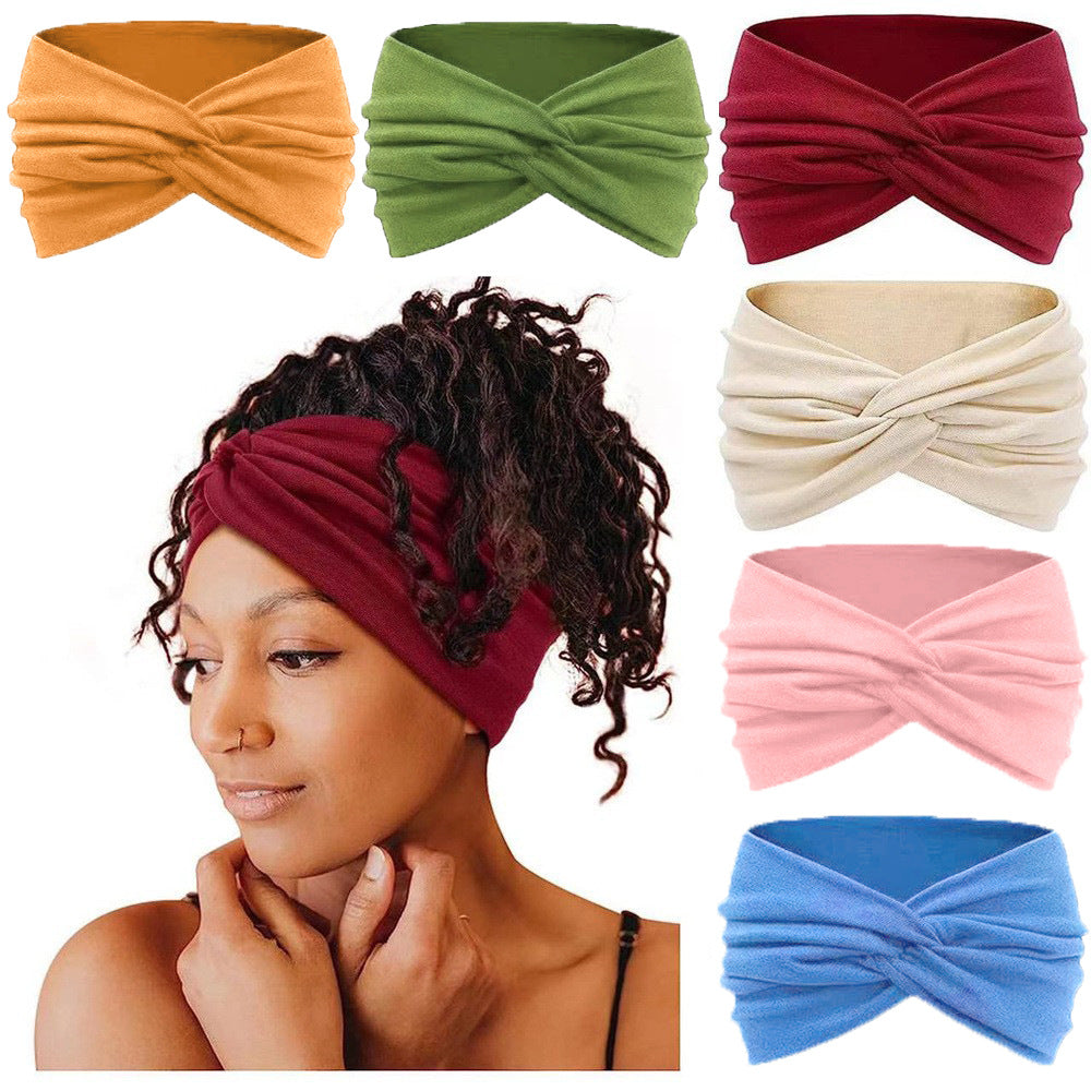 European and American New Women's 18cm Widened Hair Band Headband Yoga Elastic Hair Band Running Hair Band Sports Sweat-absorbent Head - image 2