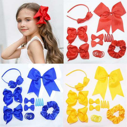 European and American 2023 Red Bow Hairpin Hairband Set Internet Red Big Dovetail Hair Rope Spring Hair Accessories - image 1