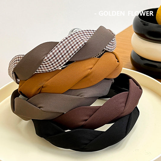 Korean Internet Celebrity Hair Hoop Women's Retro High-end Hair Bundle Adult's Wide-brimmed Pressed Hair Hoop Hair Clip High Cranial Top Headwear - image 1