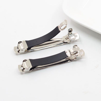 8/10cm with non-slip leather case spring clip ponytail clip hollow clip diy Net red bow headdress hairpin - image 4