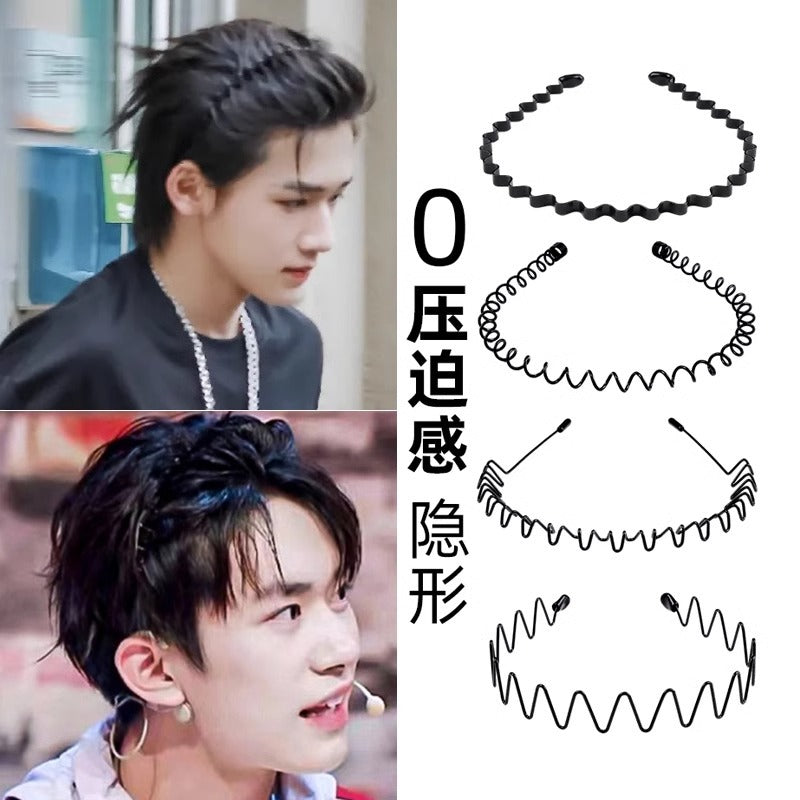 Men's Hair Hoop Invisible Head Shape Head Hoop Out Sports Non-Slip Hair Stamp Men's Pressed Hair Bundle Headdress Cave - image 1