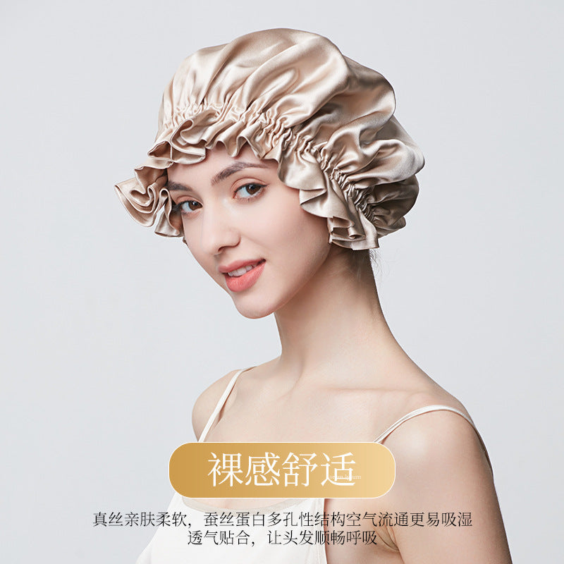 100 mulberry silk hair cap 19 m thick silk nightcap hair care anti-frizz home shower cap women wholesale - image 3