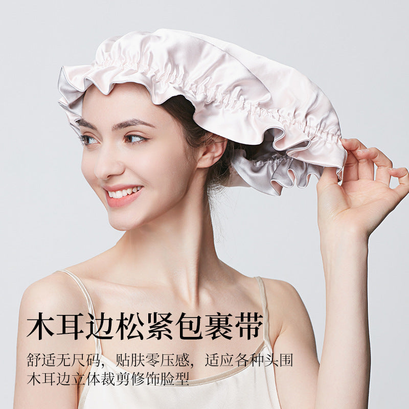 100 mulberry silk hair cap 19 m thick silk nightcap hair care anti-frizz home shower cap women wholesale - image 4