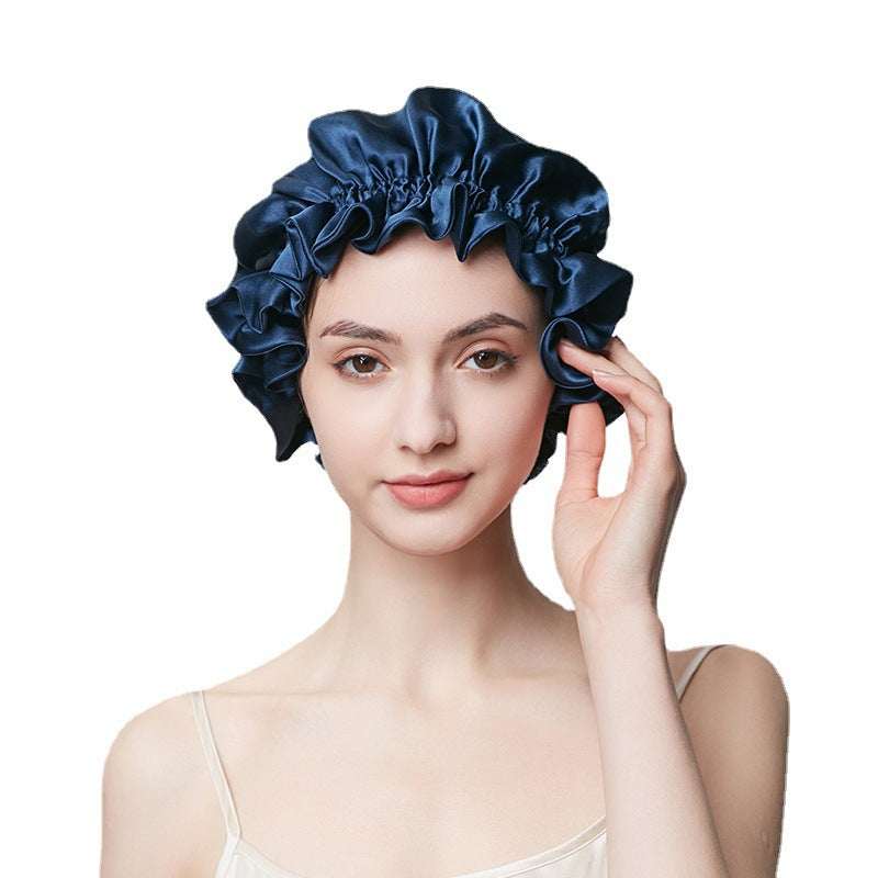 100 mulberry silk hair cap 19 m thick silk nightcap hair care anti-frizz home shower cap women wholesale - image 5