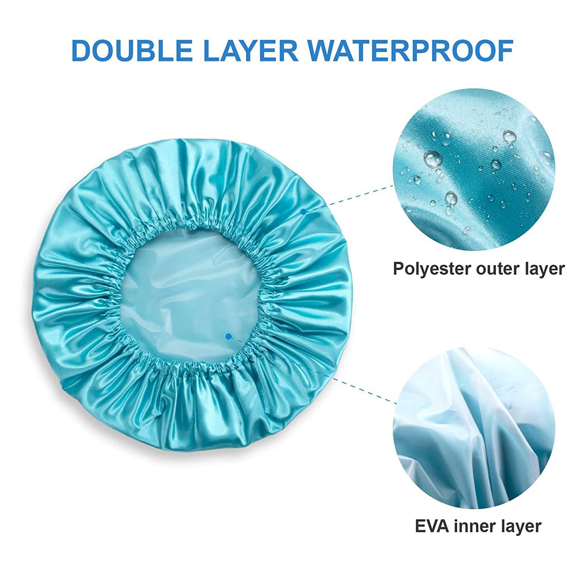 Amazon Double-Layer Nightcap Satin Hat Shower Cap Women's Hair Cap Hair Care Mulberry Silk Round Cap Hair Care Cap Home Hair Mask - image 3