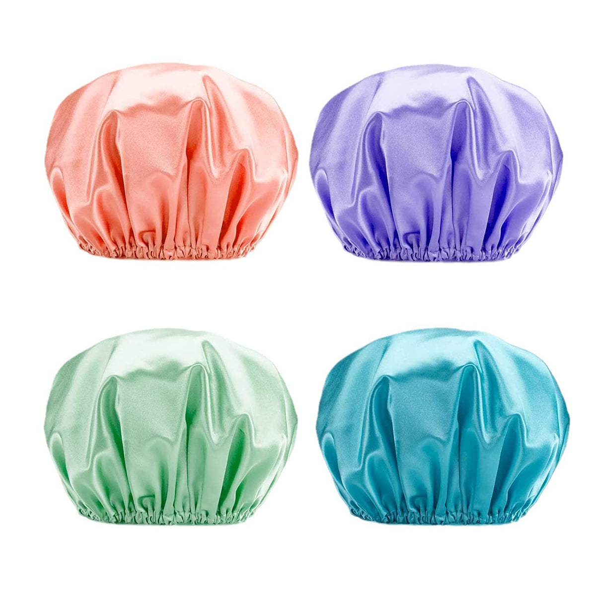 Amazon Double-Layer Nightcap Satin Hat Shower Cap Women's Hair Cap Hair Care Mulberry Silk Round Cap Hair Care Cap Home Hair Mask - image 5