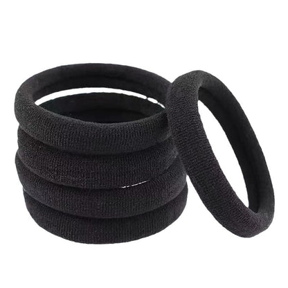 4cm Black Head Rope Seamless Towel Ring Hair Tie Leather Cover Black High Elastic Rubber Band - image 5