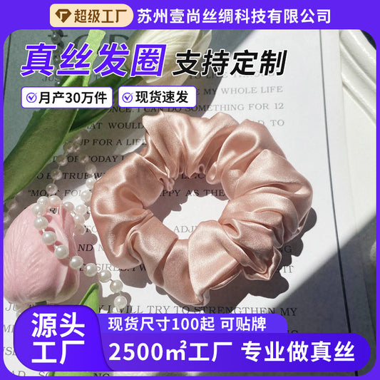 19 Momme Silk Hair Ties 3.5 Fashionable Girls' Ponytail Rings Holiday Gifts Mulberry Silk Hair Care Hair Rope Wholesale - image 1