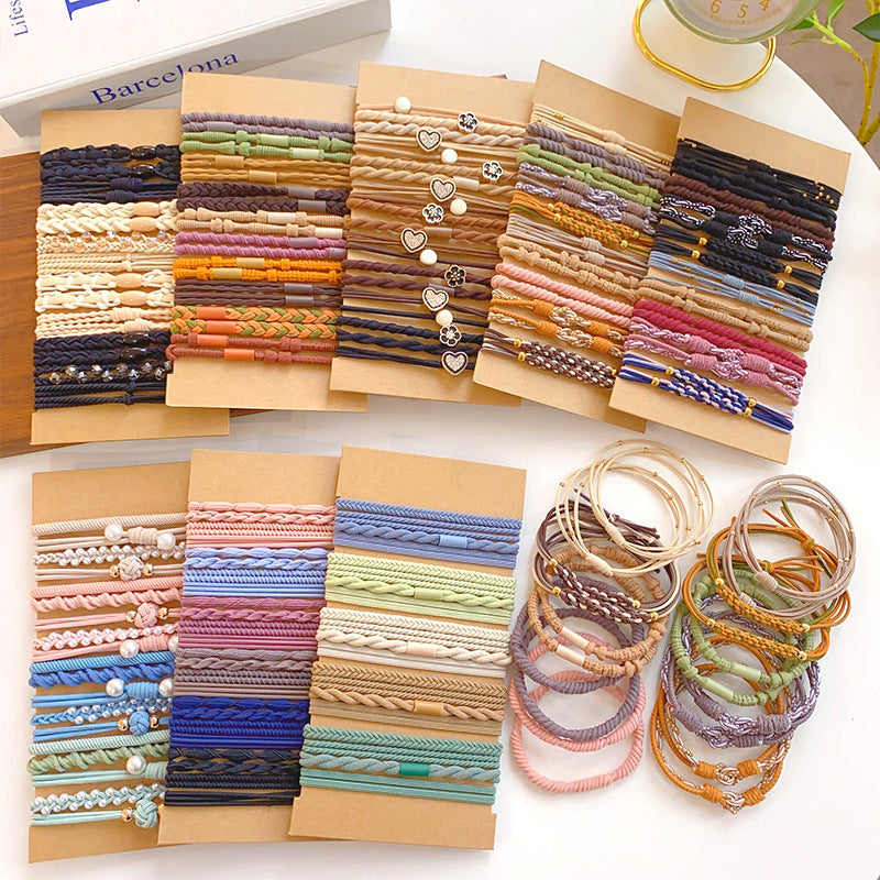 European and American Cross-Border Set Headband Simple Elegant High Elastic Ponytail Hair Rope Bracelet Hair Rubber Band Hair Tie Headwear - image 2