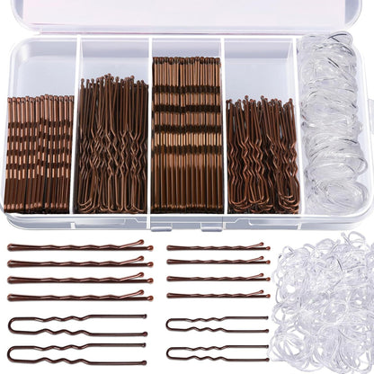Hair accessories headdress plate hair combination clip color rubber band U-shaped clip jewelry wholesale boxed rubber band hairpin set - image 1