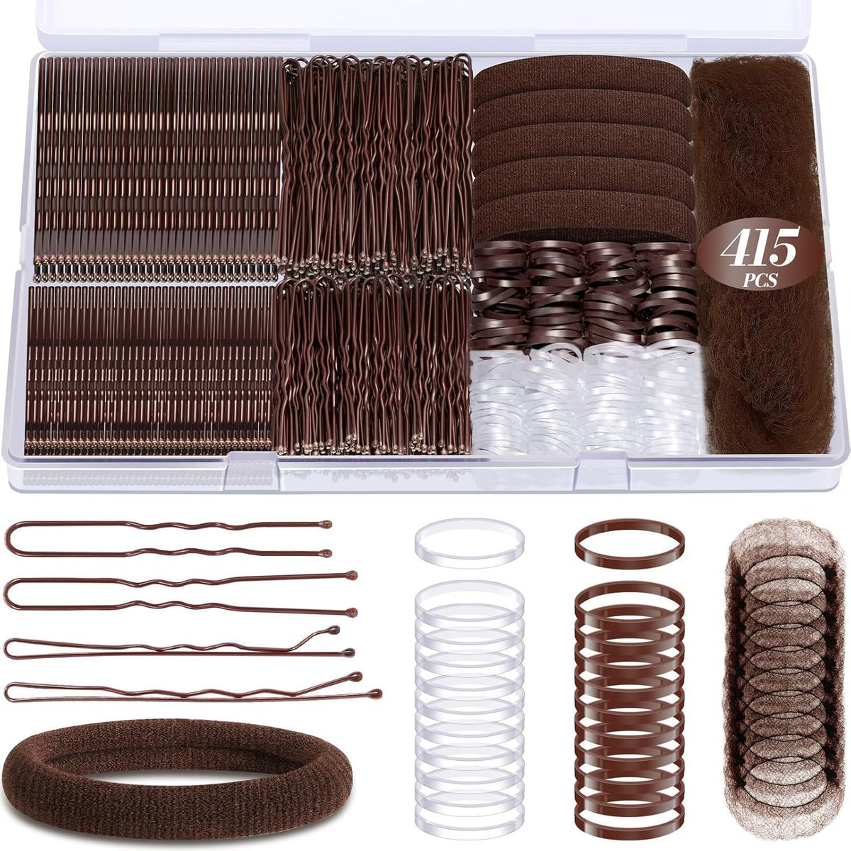 Hair accessories headdress plate hair combination clip color rubber band U-shaped clip jewelry wholesale boxed rubber band hairpin set - image 2