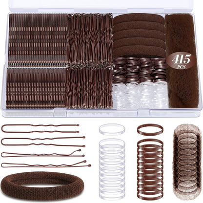 Hair accessories headdress plate hair combination clip color rubber band U-shaped clip jewelry wholesale boxed rubber band hairpin set - image 2