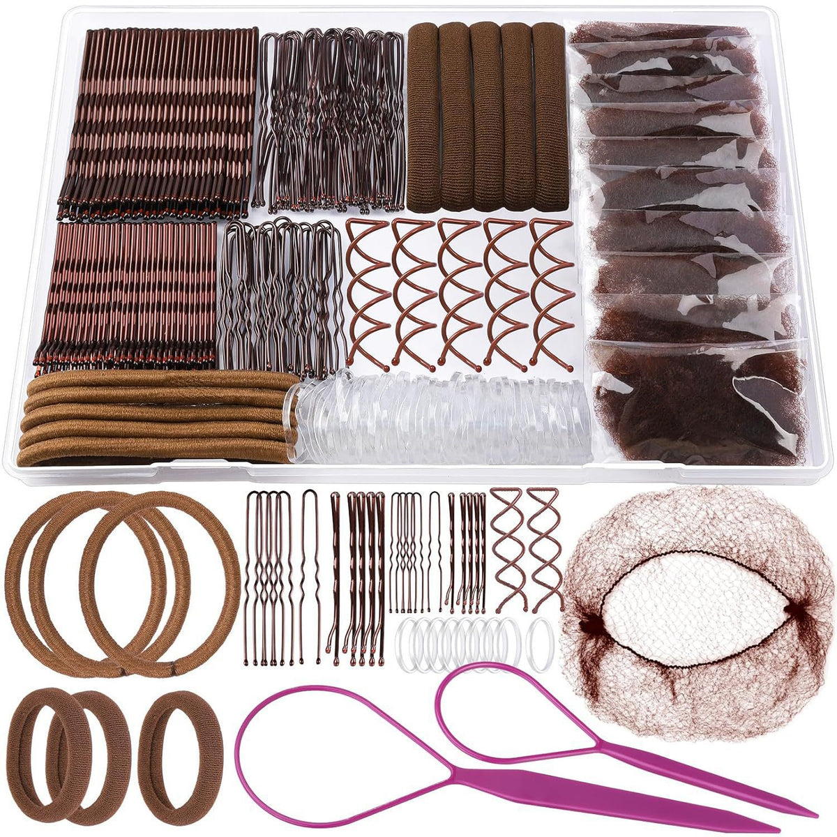 Hair accessories headdress plate hair combination clip color rubber band U-shaped clip jewelry wholesale boxed rubber band hairpin set - image 4