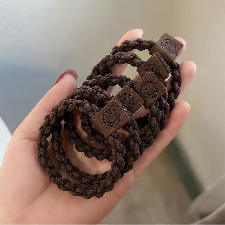 Coffee-Colored Hair Tie, Simple Smiley Face Hair Band, Rubber Band, High Elasticity Hair Rope, Hair Accessory, Durable Braided Hair for Women - image 3