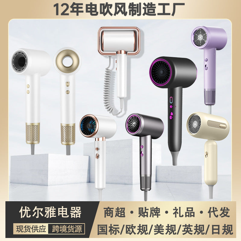 Cross-Border High-Speed Hair Dryer Hair Salon Home High-Power Negative Ion Wall-Mounted Hotel Leafless Hollow Hair Dryer - image 1