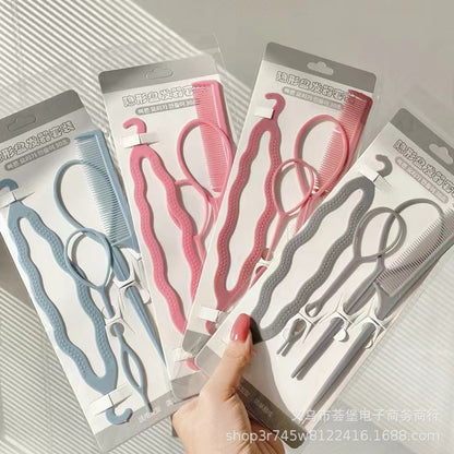 Four-piece hair updo tool hair puller comb hair braiding suit portable hair puller hook hair curler - image 1