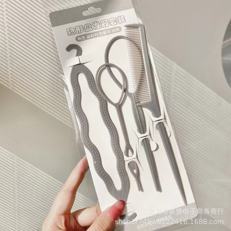 Four-piece hair updo tool hair puller comb hair braiding suit portable hair puller hook hair curler - image 2
