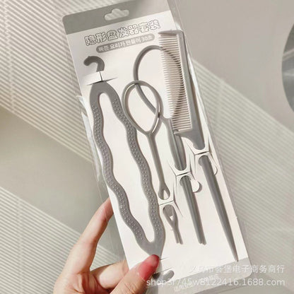 Four-piece hair updo tool hair puller comb hair braiding suit portable hair puller hook hair curler - image 2