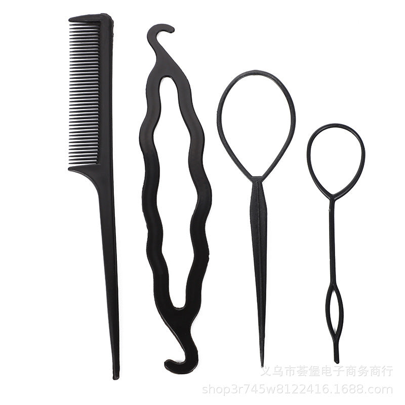 Four-piece hair updo tool hair puller comb hair braiding suit portable hair puller hook hair curler - image 5