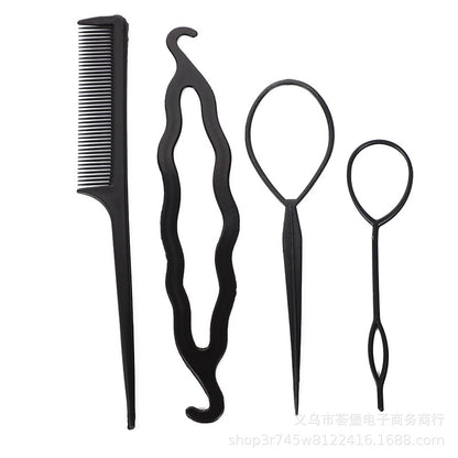 Four-piece hair updo tool hair puller comb hair braiding suit portable hair puller hook hair curler - image 5